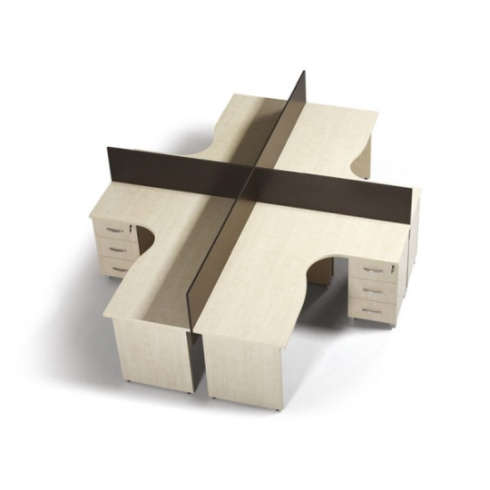 Plus L Four-Seat Workstation With
