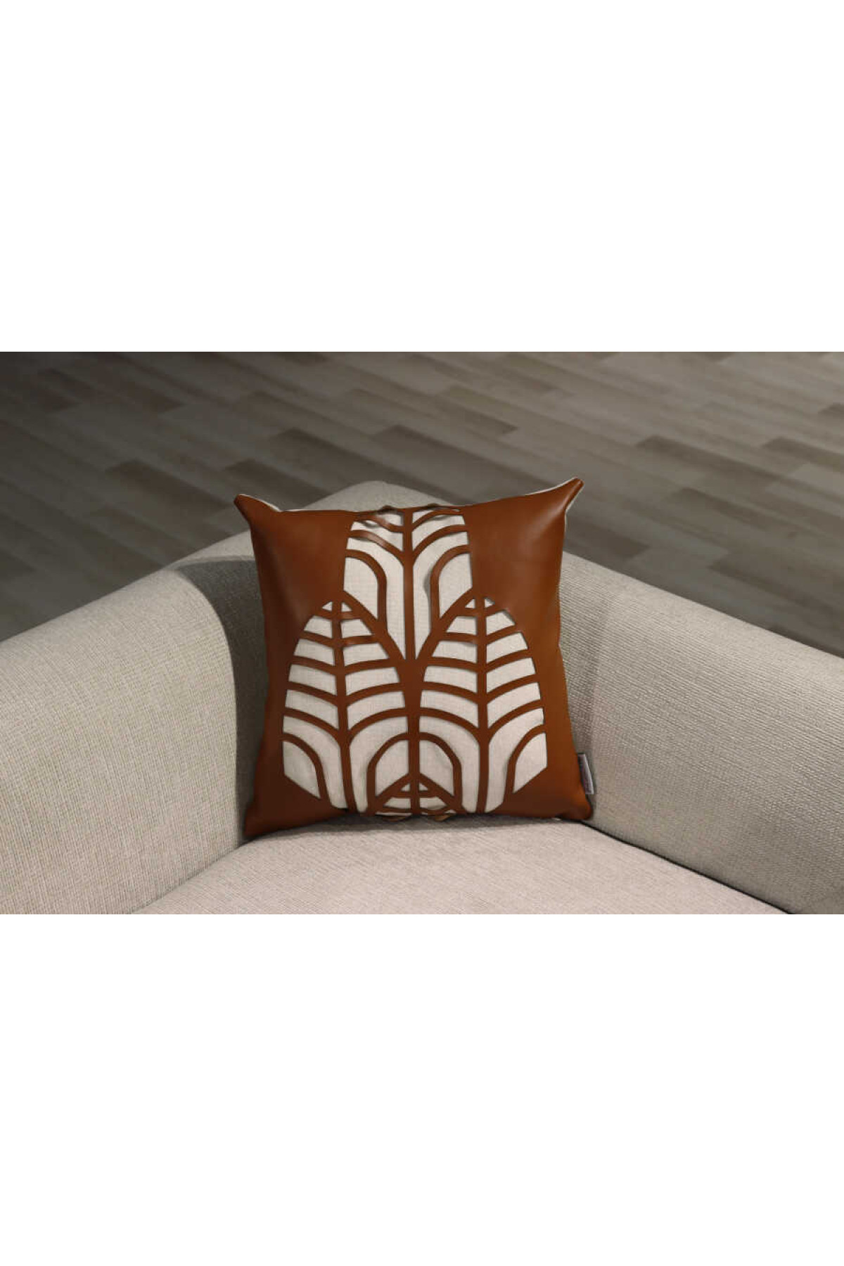 KNS 3-2 43x43 Decorative Leather Swinding Cushion Laser Cutting Pillows